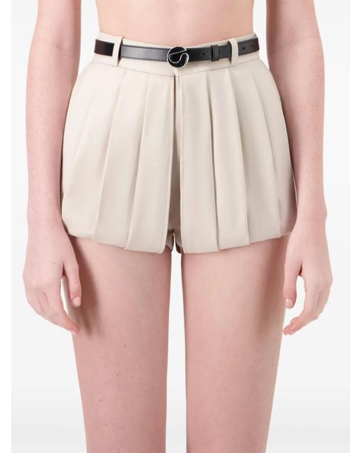 Coperni Natural Pleated Wool Shorts