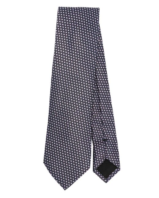 Boss Blue Geometric-print Tie for men