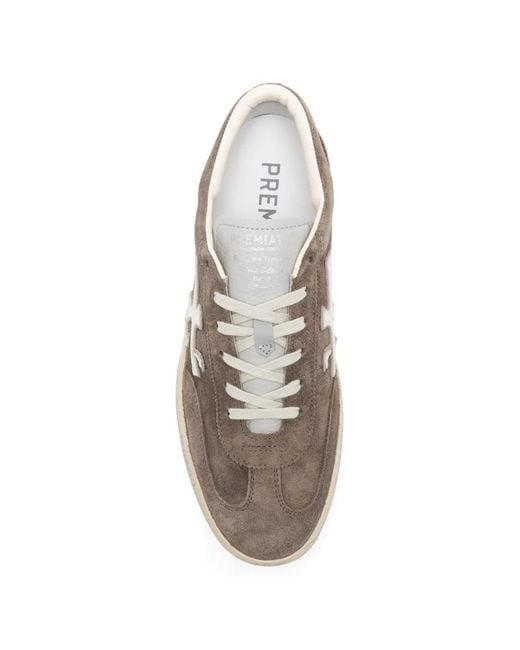 Premiata White David 8094 Logo-Detail Suede Sneakers