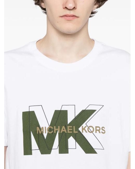 Michael Kors White Logo-Embossed T-Shirt for men