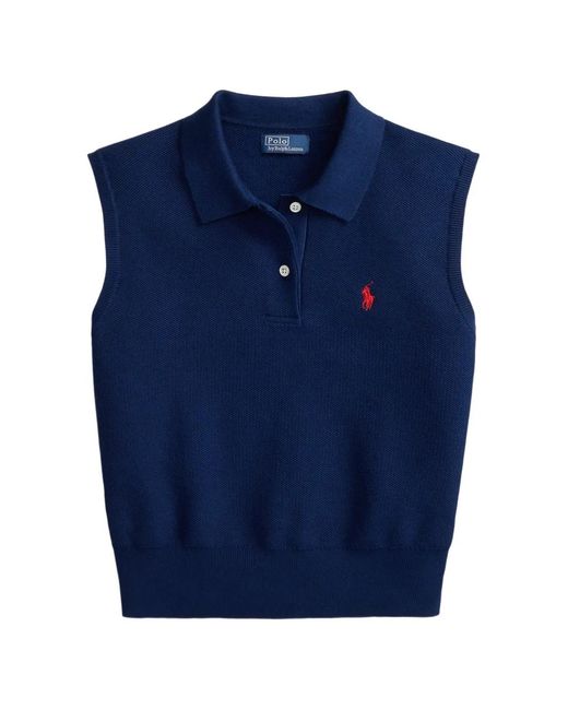 Polo Ralph Lauren Blue Cropped Sleeveless Sweater