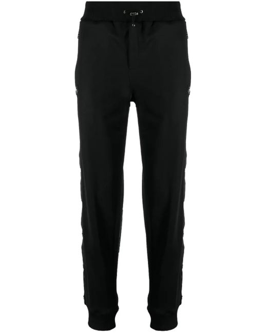 Philipp Plein Black Engraved-Buttons Drawstring Track Pants for men