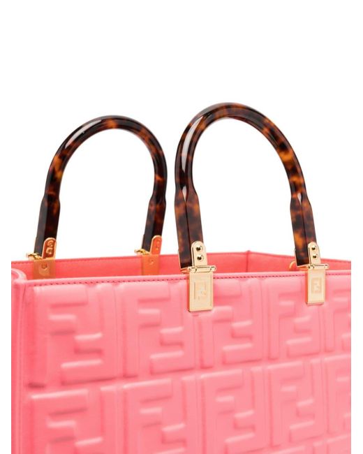 Fendi Pink Monogrammed Leather Tote Bag