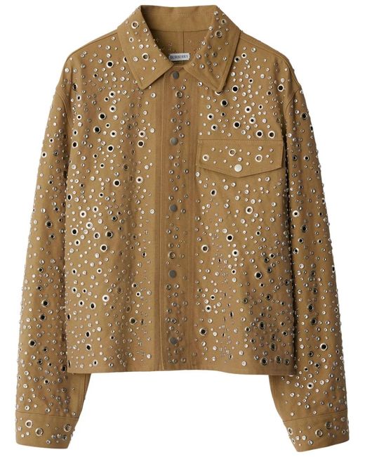 Burberry Brown Stud-Embellished Cotton Shirt Jacket for men