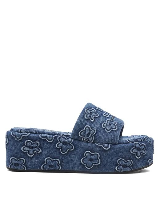 Marc Jacobs Blue The Daisy Denim Platform Sandals