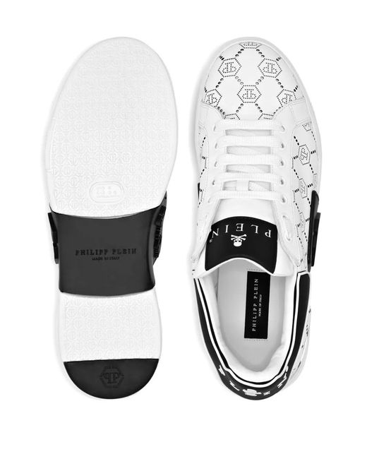 Philipp Plein Metallic Phantom Kicks Monogram-Pattern Low-Top Sneakers