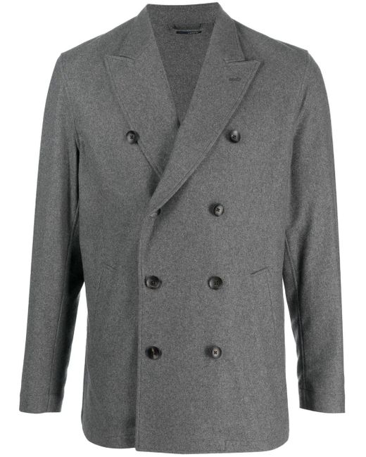 Lardini Gray Double-Breasted Cashmere Jacket for men