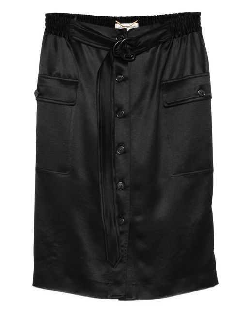Saint Laurent Black Buttoned Belted Mini Skirt