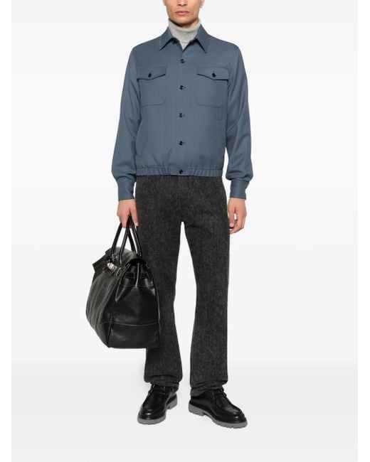 Lardini Blue Button-Fastening Flap-Pocket Jacket for men