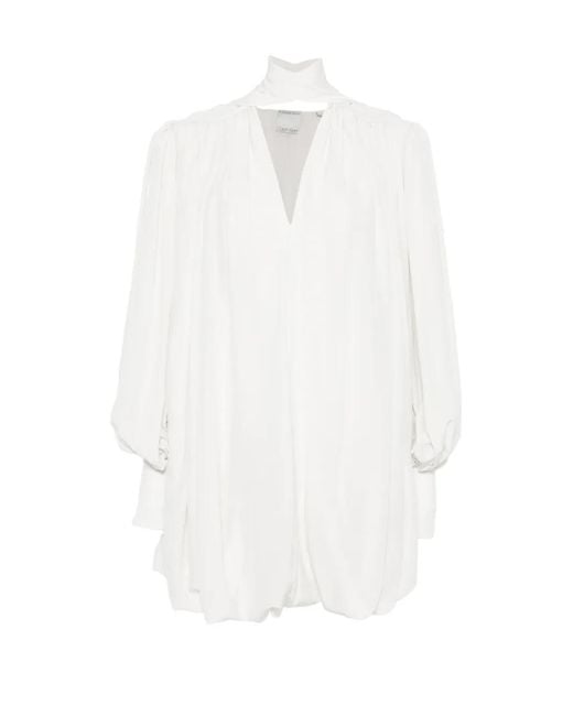 Calvin Klein White Mini Allegra Pleated-Bubble Dress