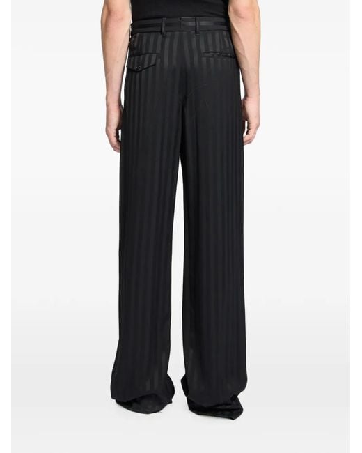 Ann Demeulemeester Black Striped Pleated Trousers for men