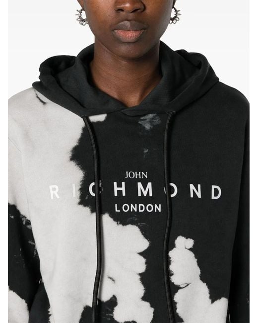 John Richmond Black Logo-Print Cotton Hoodie