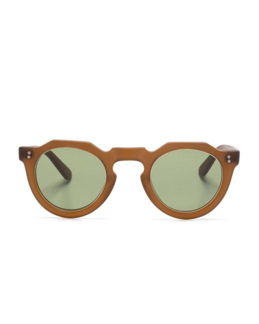 Lesca Brown Pica Round-frame Sunglasses