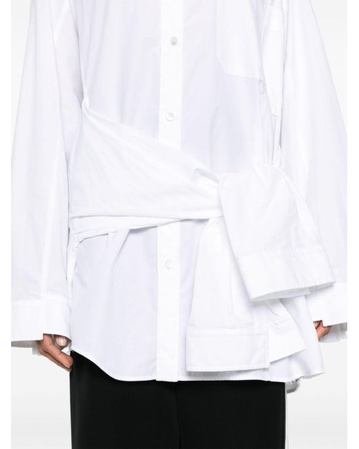 Chemise en coton à manches nouées Balenciaga en coloris White