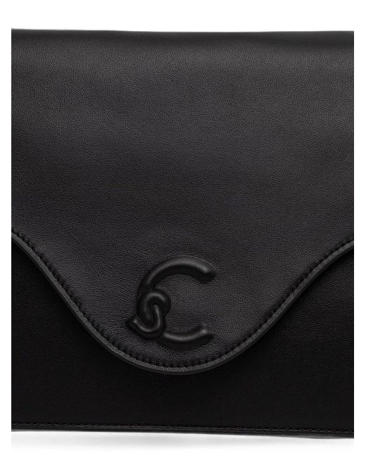 Coccinelle Black Logo-Embossed Leather Tote Bag