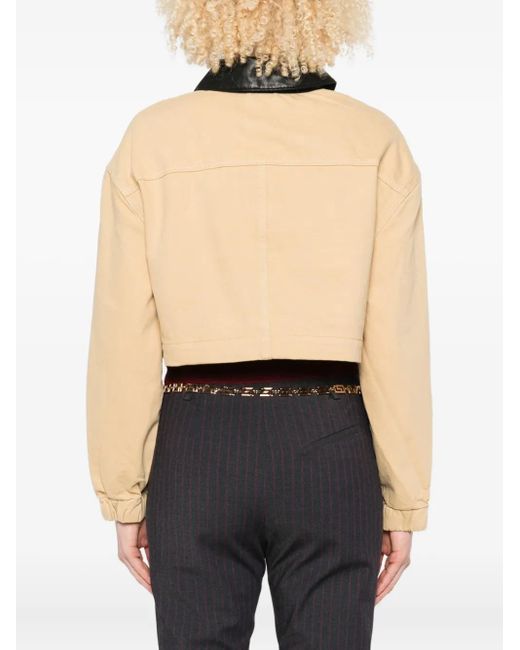 Self-Portrait Natural Leather-Collared Jacket