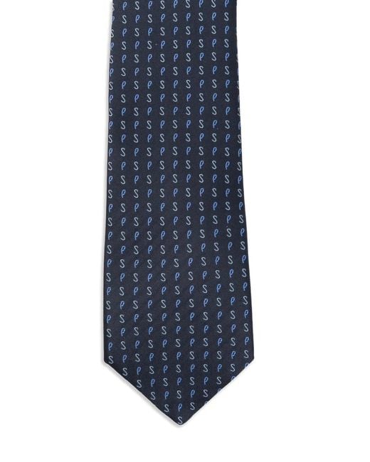 Paul Smith Blue Logo Silk Tie for men