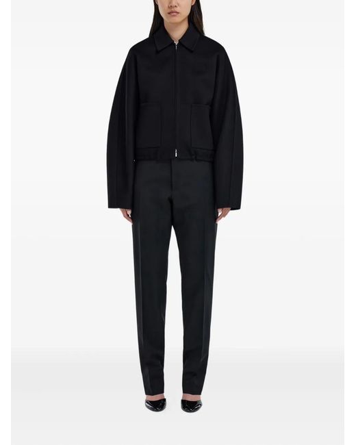 Ferragamo Blue Cropped Bomber Jacket