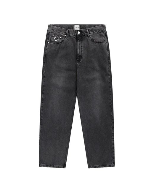 Arte' Gray Jean À Effet Délavé Et Patch Logo for men