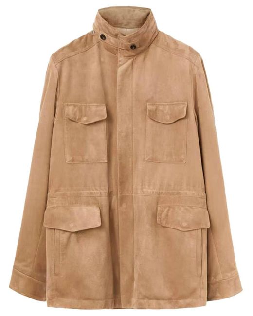 Loro Piana Brown Button-up Lambskin Jacket for men