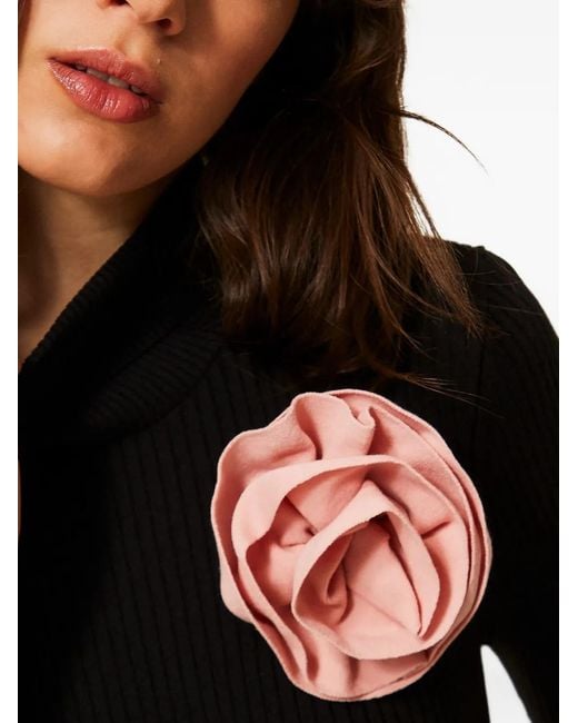 Twinset Black Turtle Neck Jumper With Brooch