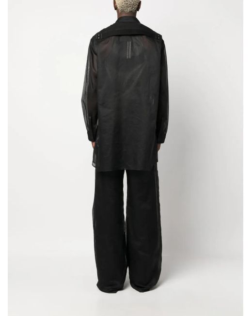 Rick Owens Black Jumbo Fogpocket Semi-Sheer Shirt for men