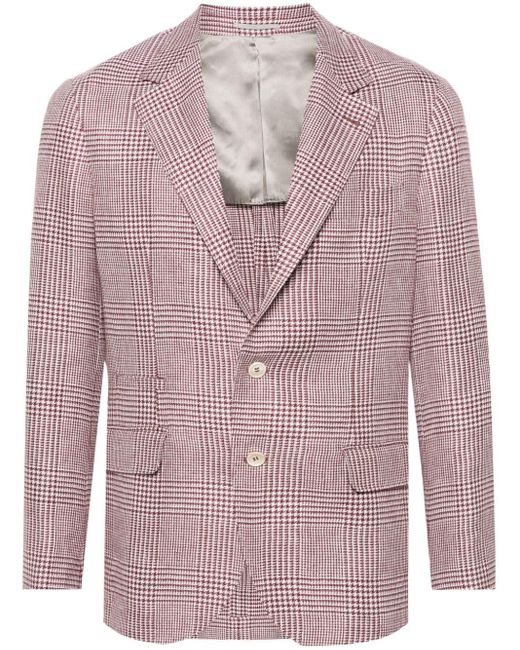 Brunello Cucinelli Pink Checked Single-breasted Blazer for men