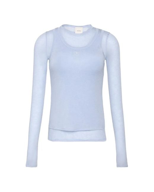 Calvin Klein Blue Long-Sleeve Double-Layer T-Shirt