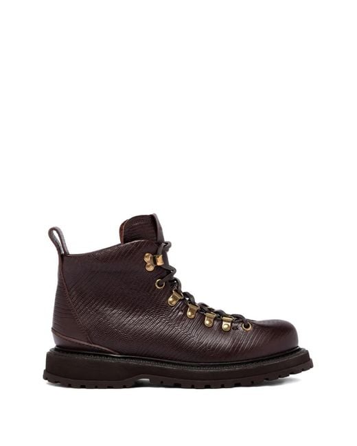 Buttero Brown Bottines À Imprimé Lézard À Œillets