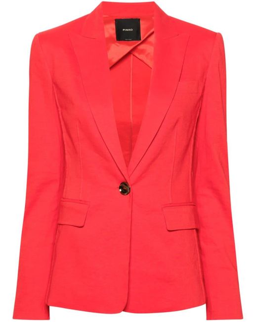 Pinko Red Ghera Linen-blend Blazer