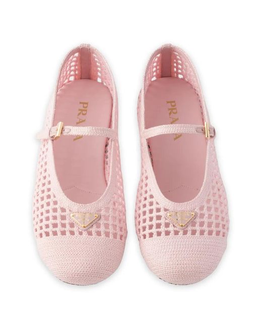 Prada Pink Crochet Ballerinas