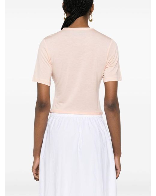 Simone Rocha Pink Bow-Detailing Cotton T-Shirt