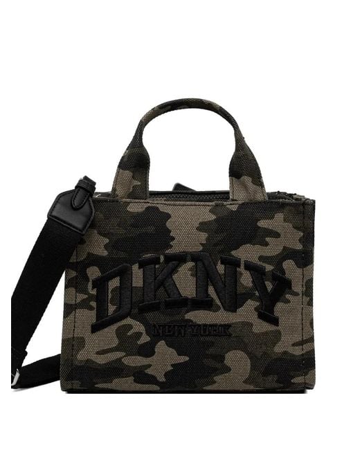 DKNY Black Camouflage Logo-Patch Tote Bag