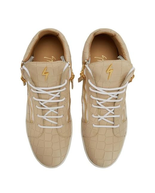 Giuseppe Zanotti Brown Kriss Crocodile-Effect Mid-Top Sneakers for men
