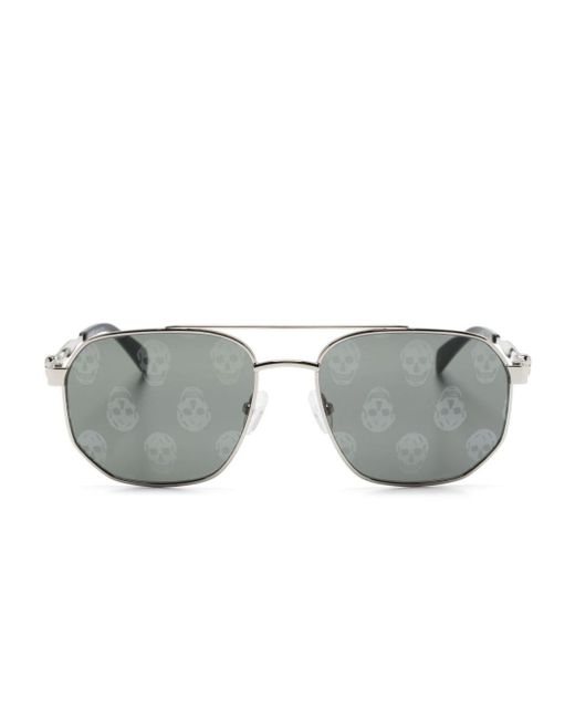 Alexander McQueen Gray Skull-print Pilot-frame Sunglasses for men