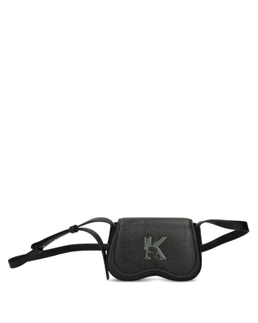 Karl Lagerfeld Black K Logo Flap Crossbody Bag