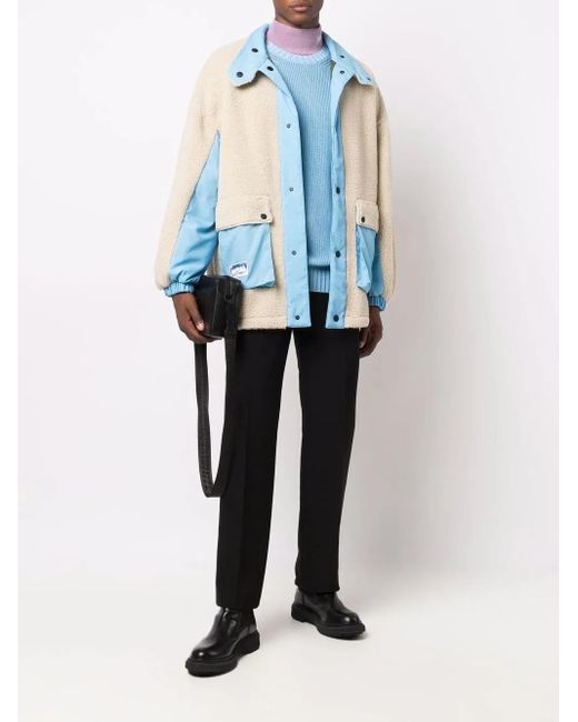MSGM Blue Reversible Faux-Shearling Jacket for men