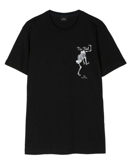 PS by Paul Smith Black Skeleton-print Organic Cotton T-shirt for men