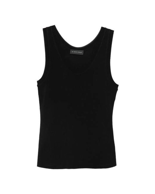 Le Petite Pulle Black Scoop-Neck Top