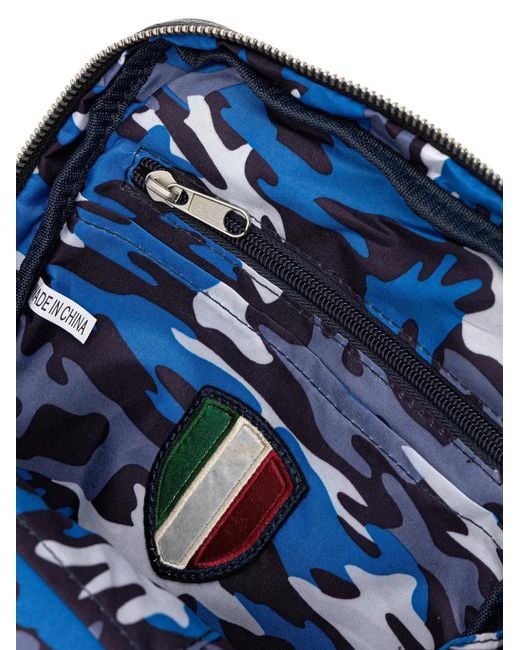 Aeronautica Militare Black Zip Logo-Patch Messenger Bag for men