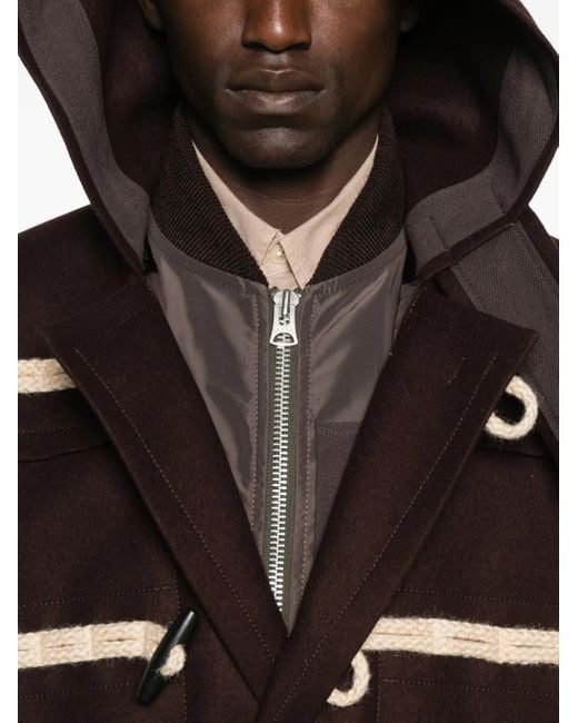 Sacai Black Hooded Toggle Jacket for men