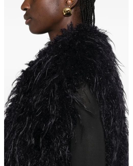 Forte_forte Black Feather-Effect Sleeveless Jacket