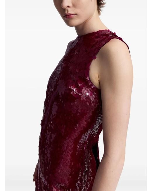 16Arlington Red Sequin-Embellished Sleeveless Gown