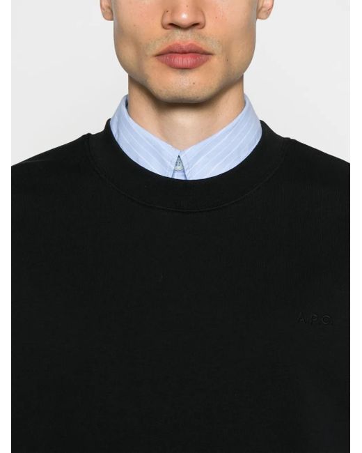 Felpa Con Logo Ricamato di A.P.C. in Black da Uomo