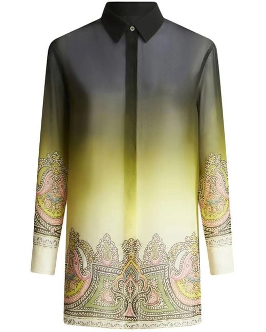 Etro Gray Paisley-print Shirt