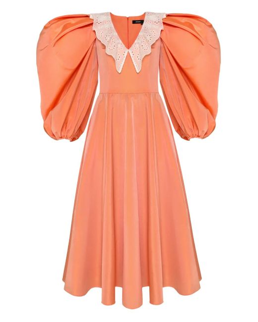Anouki レーストリム パフスリーブ ドレス Orange