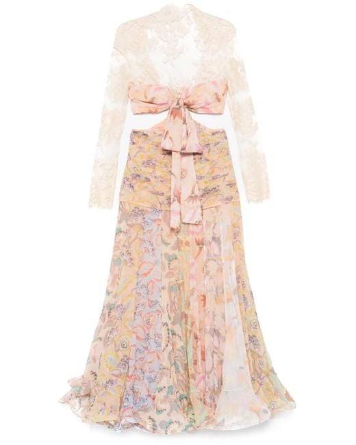 Zimmermann Floral Lace Flounce Maxi Dress in Pink | Lyst Zimmermann Floral Lace Flounce Maxi Dress in Pink | Lyst