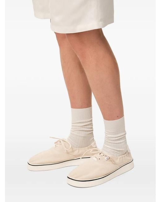 AMI White Washed Canvas Tennis Sneakers