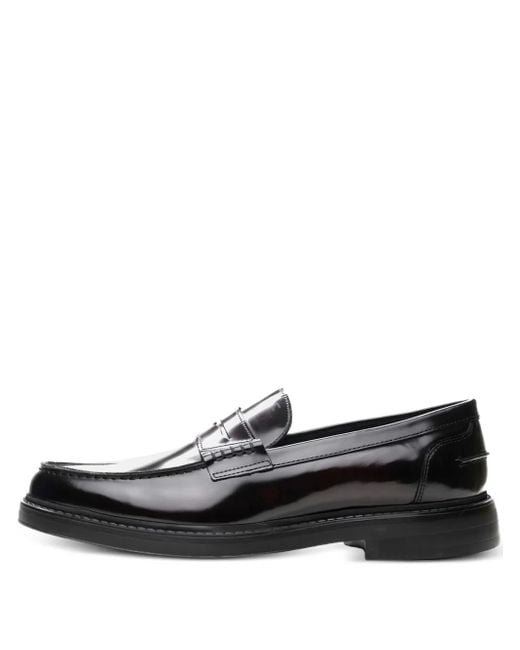 メンズ Poche Paris レザー ペニーローファー Black
