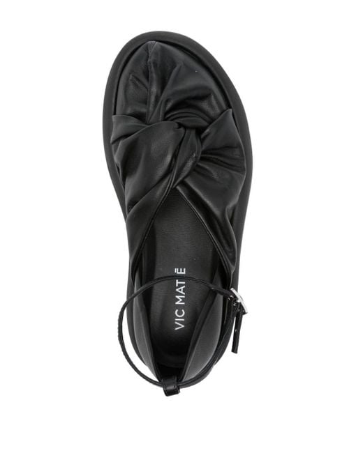 Vic Matié Black Knot-detail Leather Sandals